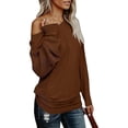 thumbnail image 1 of Women Casual Off-Shoulder Knit Long Sleeve Pullover Sweater Top, 1 of 3