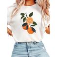 thumbnail image 1 of Women Casual Orange Green Citrus Graphic Tees Cotton Crew Neck Printed T Shirt Tops White S-5XL, 1 of 4