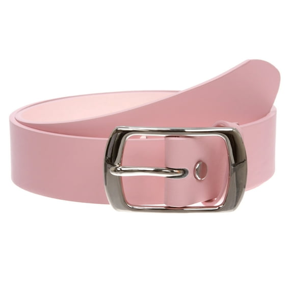 Women Casual PU Leather Dress Belt With Square Single Prong Buckle