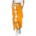 thumbnail image 1 of Women Casual Pants Halloween Printed Bandeau Sweatpants Pocket High Waist Pants, 1 of 4