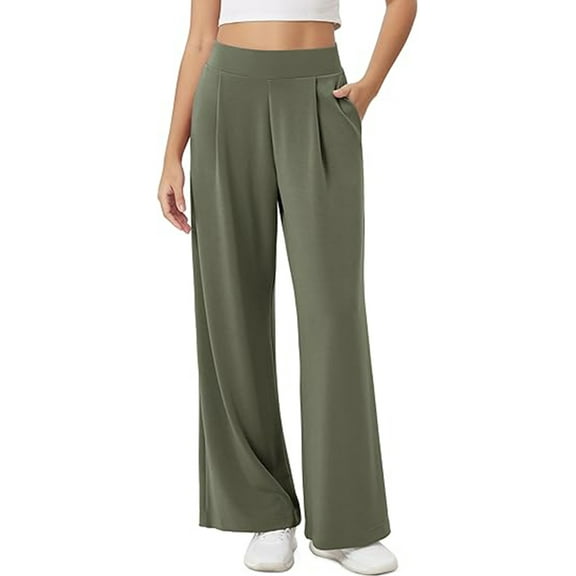 VDJ Women Casual Pants Elastic Waist Stretch Sweatpants Wide Leg Workout Trousers Loungewear with Size Pockets Size XL