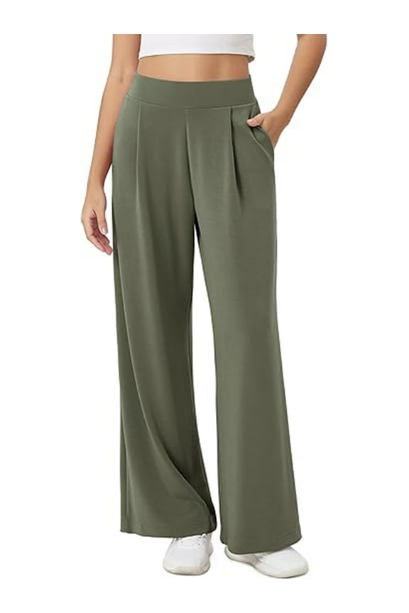 Women Casual Pants Elastic Waist Stretch Sweatpants Wide Leg Workout Trousers Loungewear with Size Pockets Size XL