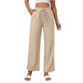 thumbnail image 1 of Women Casual Pants Loose Elastic High Waisted Drawstring Wide Leg Pants with Pockets XL, 1 of 9