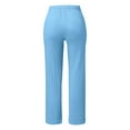 thumbnail image 1 of Women Casual Pants Women High Waist Pants Drawstring Elastic Straight Leg Long Pants With Pockets Wide Leg Pants Blue XXL, 1 of 4
