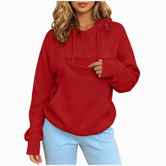 Women Casual Pet Pocket Hooded Sweatshirt Funny Long Sleeves Pullover Pet Carrier Hoodie With Pouch