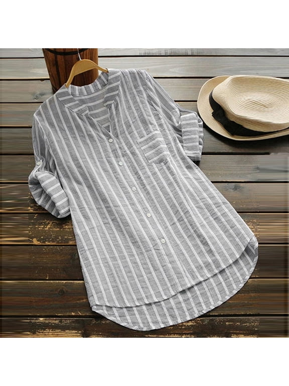 Women Casual Plus Size O-Neck Printed Loose Button Tunic Shirt Blouse Tops | women plus size tops top shirt shirts blouse blouses casual neck summer