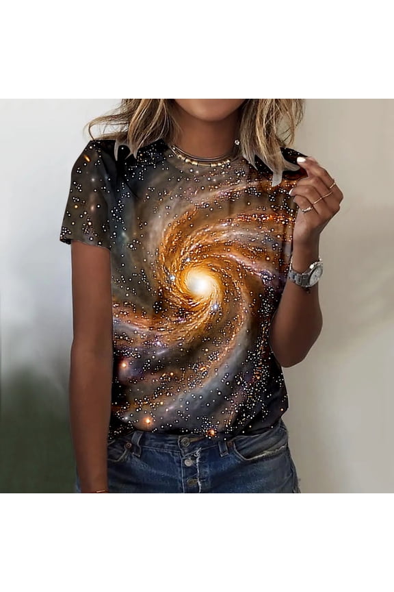 Women Casual Printing Shirts Round Neck Short Sleeve Tee Tops Tunic Blouse Turtle Tees Womens Summer Tees Compression Shirt Women Hike Long Sleeve Shirt Womens Solid Tee Shirts Women Stripe Shirt