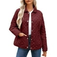 thumbnail image 1 of Women Casual Quilted Puffer Jacket Loose Comfy Lapel Long Sleeve Zip Up Coat Lightweight Winter Warm Outwear With Pocket, 1 of 4