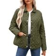 thumbnail image 1 of Women Casual Quilted Puffer Jacket Loose Comfy Lapel Long Sleeve Zip Up Coat Lightweight Winter Warm Outwear With Pocket, 1 of 4