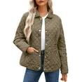 thumbnail image 1 of Women Casual Quilted Puffer Jacket Loose Comfy Lapel Long Sleeve Zip Up Coat Lightweight Winter Warm Outwear With Pocket, 1 of 5