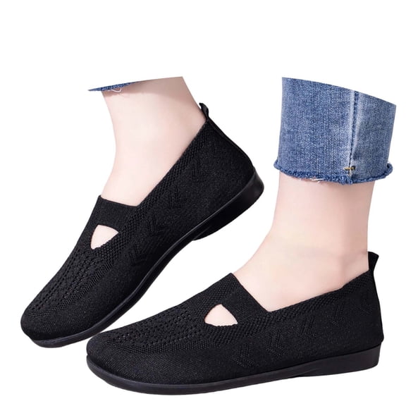 Women Casual Shoes Breathable Knit Slip On Casual Shoes Fashion Round Toe Slip Walking Sneakers For Everyday Comfort ,Us Size:8