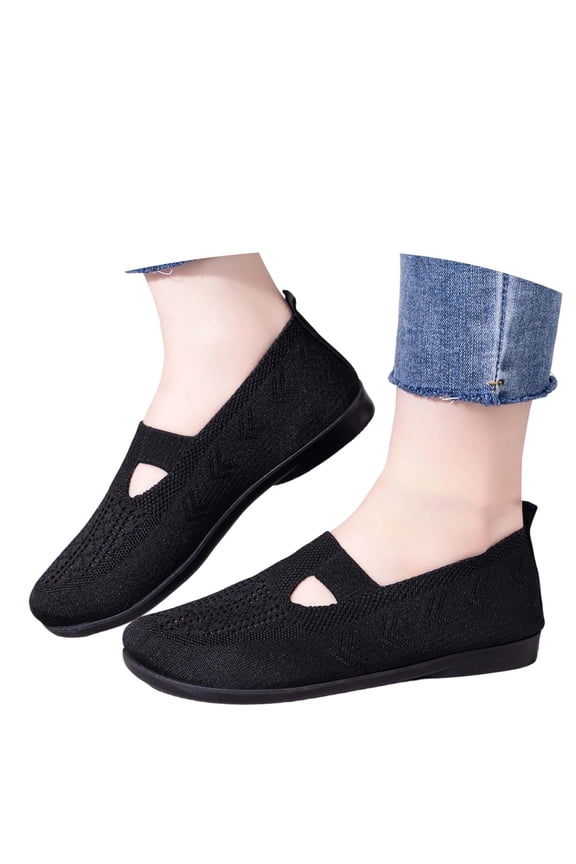 Women Casual Shoes Breathable Knit Slip On Casual Shoes Fashion Round Toe Slip Walking Sneakers For Everyday Comfort ,Us Size:9