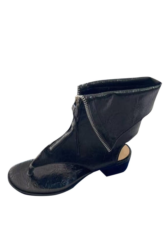 Women Casual Shoes Fashion Elegant Black Open Toe Leather Boots with Zipper & Bow - Stylish Women's Footwear - Extravagant and Comfortable Ankle Peep Toe Booties with Cut-Out Design