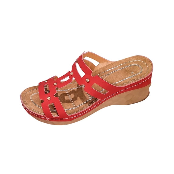 Women Casual Shoes Platform Wedge Sandals for Women 2026 Dressy Summer Strappy Open Toe Shiny Chunky Wedges Heel Hollow Out Slip On Sandals Comfortable Casual Walking