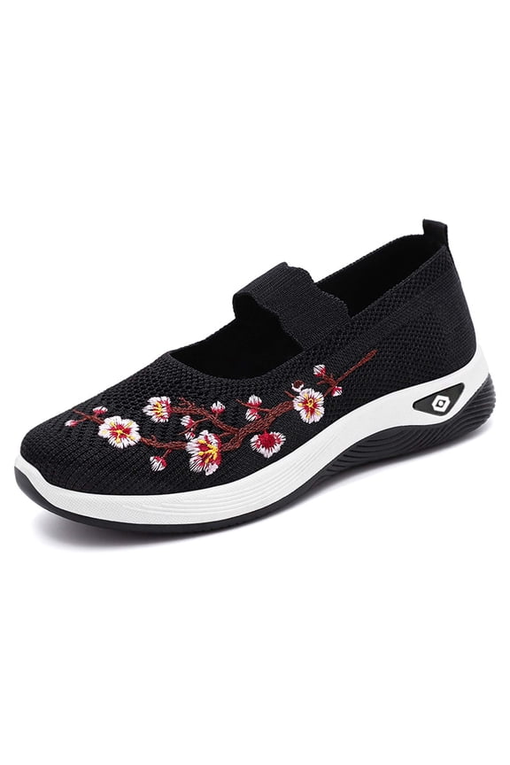 Women Casual Shoes Shallow Mouth Embroidered Cloth Shoes Soft Sole Slip On Comfortable Loafers For Summer ,Us Size:9
