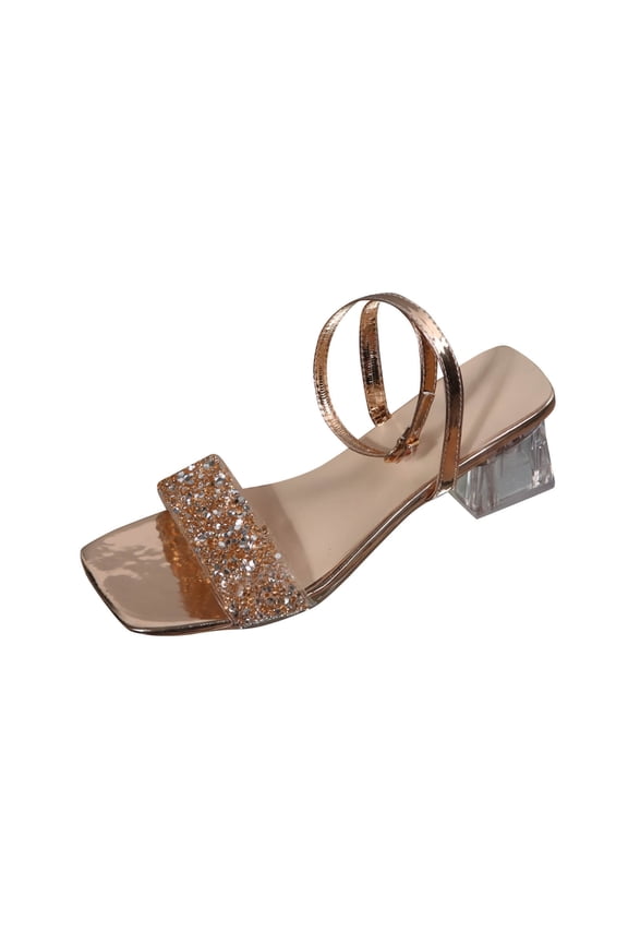 Women Casual Shoes Women's Chunky Block Low Heeled Sandals Two Strap Square Open Toe Slip On Mule Heels