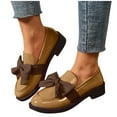 thumbnail image 1 of Women Casual Shoes Women's Fashion Solid Color Style Leather Shoes Solid Color Bow Thick Heel Low Heel Loafers Women's Chunky Loafers Comfortable Slip-On Dressy Business Casual Shoes, 1 of 9