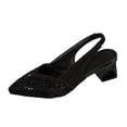 thumbnail image 1 of Women Casual Shoes Women's Rhinestone Slingback Pumps, Red Crystal Embellished, Block Heel, Pointed Toe, 1 of 7