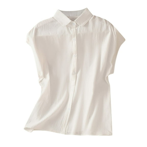 Women Casual Short Sleeve Button Down Collar Shirt Blouse Front Tie Knot Tops