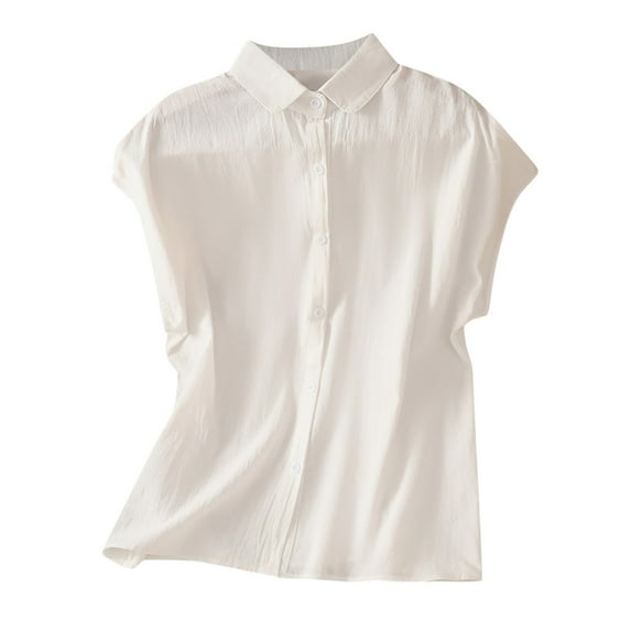 Women Casual Short Sleeve Button Down Collar Shirt Blouse Front Tie Knot Tops