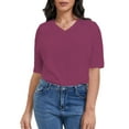 thumbnail image 1 of Women Casual Short Sleeve Realxed Fit Basic T-Shirt Tops, 1 of 6