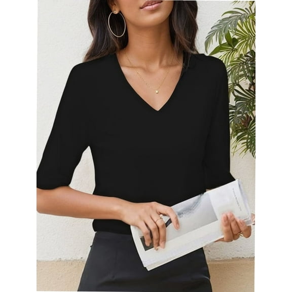 Women Casual Short Sleeve Realxed Fit Basic T-Shirt Tops