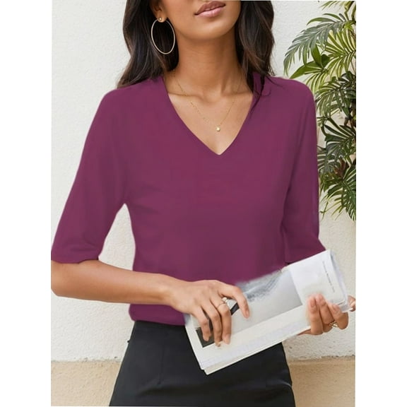 Women Casual Short Sleeve Realxed Fit Basic T-Shirt Tops