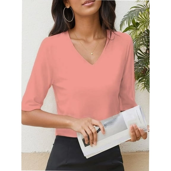 Women Casual Short Sleeve Realxed Fit Basic T-Shirt Tops