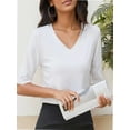 thumbnail image 1 of Women Casual Short Sleeve Realxed Fit Basic T-Shirt Tops, 1 of 4