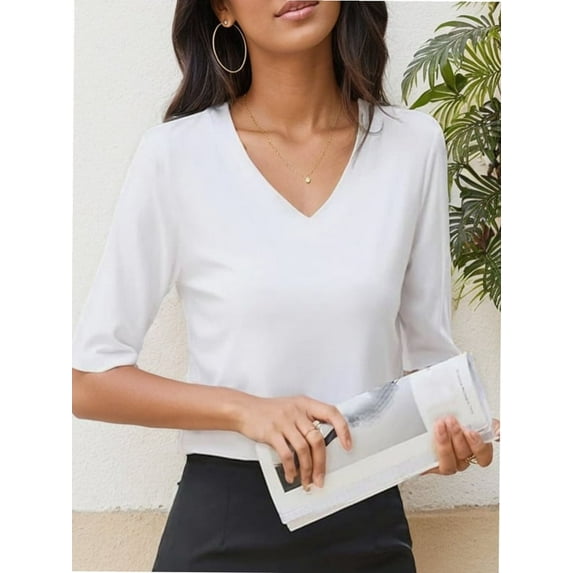 Women Casual Short Sleeve Realxed Fit Basic T-Shirt Tops