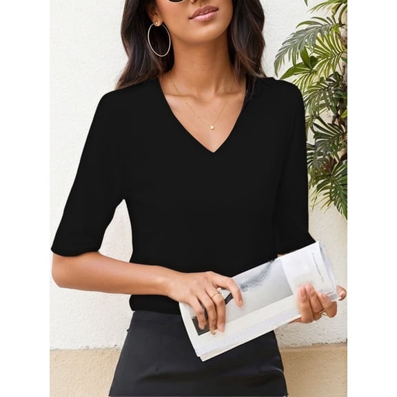 Women Casual Short Sleeve Realxed Fit Basic T-Shirt Tops