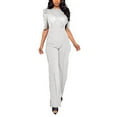 thumbnail image 1 of Women Casual Short Sleeve Sequin Spliting Romper Jumpsuit Long Straight Pants Women Pantsuit Womens Jumpsuit for Wedding Guest Eyelet Jumpsuit Wedding Attire for Women Guest Soft Overalls for Women, 1 of 7