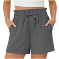 thumbnail image 1 of Women Casual Shorts Drawstring Comfy Elastic Waist Shorts Summer Pull On Short with Pockets Gray, 1 of 7