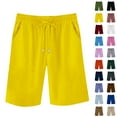 thumbnail image 1 of Women Casual Shorts Loose Baggy Drawstring Elastic Waist Shorts And Linen Trousers Overalls Cropped Solid Shorts With Pockets, 1 of 6