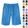 thumbnail image 1 of Women Casual Shorts Loose Baggy Drawstring Elastic Waist Shorts And Linen Trousers Overalls Cropped Solid Shorts With Pockets, 1 of 6