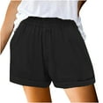 thumbnail image 1 of Women Casual Shorts Plain Solid Color Elastic Waist Pockets Summer Beach Lightweight Folded Hem Short Lounge Pants, 1 of 5
