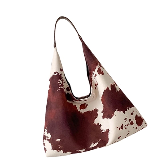 Women Casual Shoulder Bag Cow Print Handbag Spacious Underarm Purse Practical Gifts For Mother Birthday Holiday