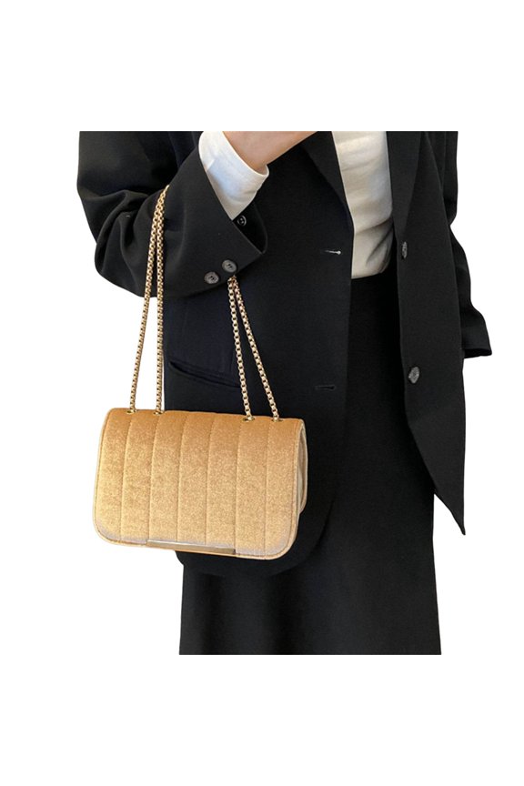Women Casual Shoulder Bag Small Square Bag Chain Strap Crossbody Bag Simple Clutches Messengers Bag for Wedding Daily