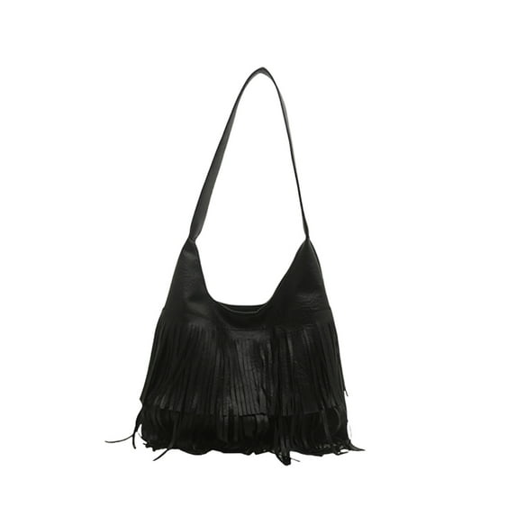 Women Casual Shoulder Bag Tassels Handbag Large Capacity Armpit Bag for Daily