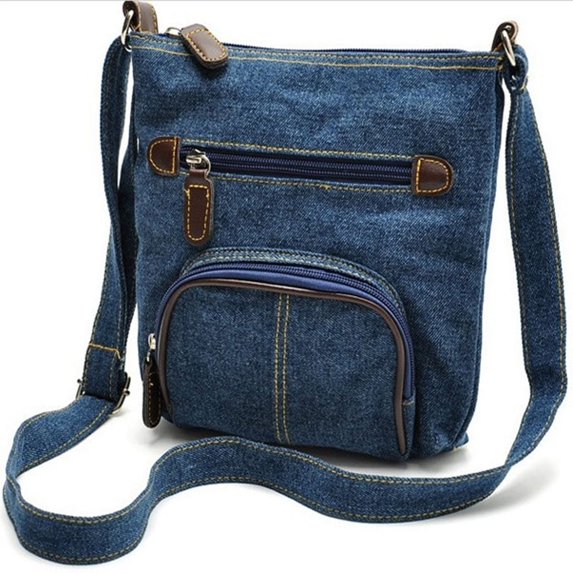 Women Casual Shoulder Denim Bag Adjustable Shoulder Strap Multi Pocket Blue Cowboy Crossbody Bags,Cowboy Bag Purse Casual Daypack Zip Wallet