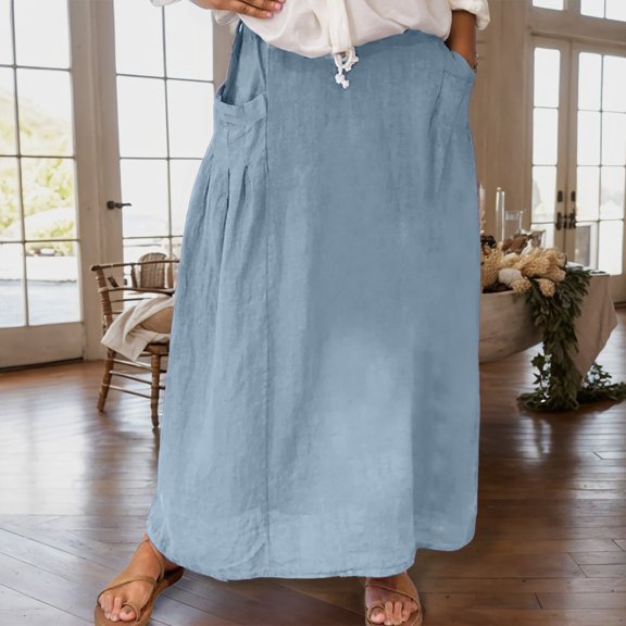 Women Casual Skirts With Pockets Plus Size Maxi Skirts High Waist Pleated Skirt Long A Line Skirts Flowy Travel Skirt Metallic Skirt And Top Pencil Skirt for Women Cute Skirts for Women Bed Skirt Full