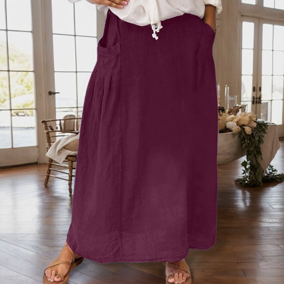Women Casual Skirts With Pockets Plus Size Maxi Skirts High Waist Pleated Skirt Long A Line Skirts Flowy Travel Skirt Metallic Skirt And Top Pencil Skirt for Women Cute Skirts for Women Bed Skirt Full