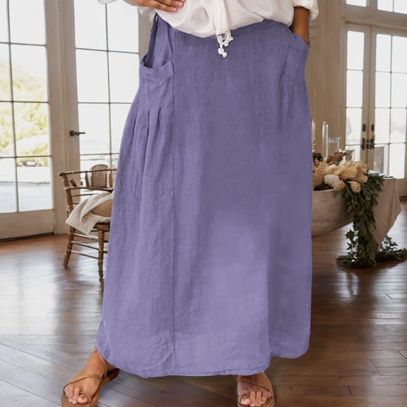 Women Casual Skirts With Pockets Plus Size Maxi Skirts High Waist Pleated Skirt Long A Line Skirts Flowy Travel Skirt Metallic Skirt And Top Pencil Skirt for Women Cute Skirts for Women Bed Skirt Full