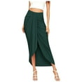 thumbnail image 1 of Women Casual Slit Wrap Asymmetrical Elastic High Waist Maxi Draped Solid Color Skirt Club Basic Leisure Dailywear, 1 of 8