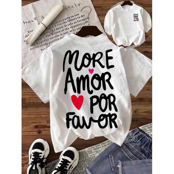 Women Casual Slogan Print Round Neck Short Sleeve T-Shirt, Summer