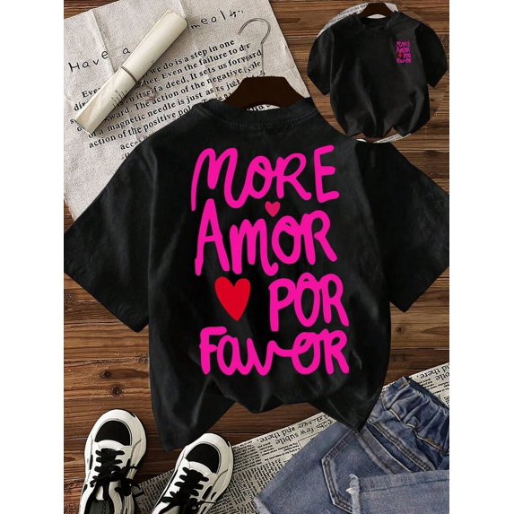 Women Casual Slogan Print Round Neck Short Sleeve T-Shirt, Summer