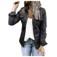 thumbnail image 1 of Women Casual Snap Lapel Denim Jacket Coat Long Sleeve Tunic Shirt with Pocket Solid Color Design, 1 of 7