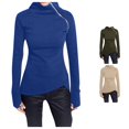 thumbnail image 1 of Women Casual Solid Blouse Long Sleeve Pullover Turtleneck Zipper Sweatshirt Tops Womens Oversized Long Sleeve Top 2XL, 1 of 8