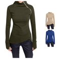 thumbnail image 1 of Women Casual Solid Blouse Long Sleeve Pullover Turtleneck Zipper Sweatshirt Tops Womens Oversized Long Sleeve Top S, 1 of 7