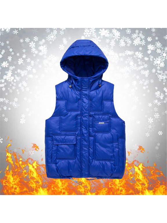 Women Casual Solid Coat Jacket Hooded Vest Zipper Pocket Loose Sleeveless Padded Coat Puffy Vest with Hood Pickpocket Proof Vest Women S Vests Light Weight Heated Womens Vest Vest for Women Zip up